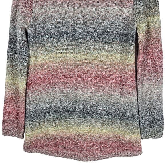 LOGO Lori Goldstein Sweater Womens Medium Ombre V Neck Tunic Multicolor Cozy - Picture 10 of 11